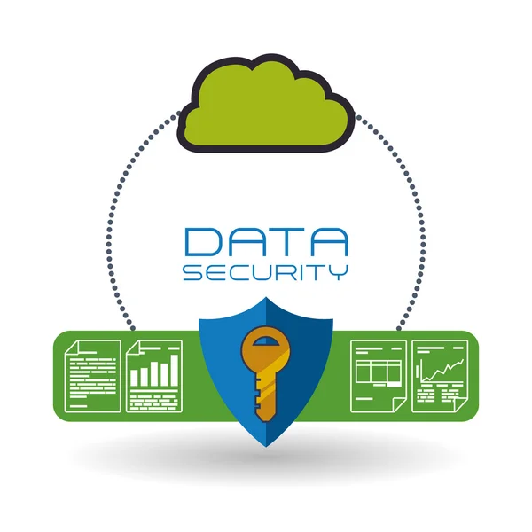 Diseño de seguridad de datos. Proteger icono. Ilustración del centro de datos — Archivo Imágenes Vectoriales