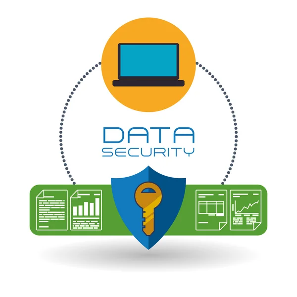 Diseño de seguridad de datos. Proteger icono. Ilustración del centro de datos — Archivo Imágenes Vectoriales