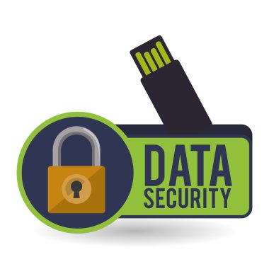 Veri güvenlik tasarımı. Simgeyi koru. Veri Merkezi illüstrasyon