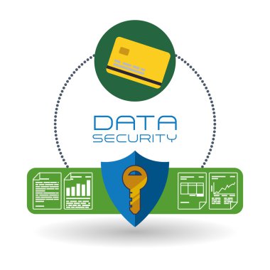 Veri güvenlik tasarımı. Simgeyi koru. Veri Merkezi illüstrasyon