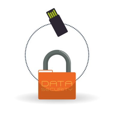 Veri güvenlik tasarımı. Simgeyi koru. Veri Merkezi illüstrasyon