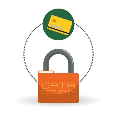 Veri güvenlik tasarımı. Simgeyi koru. Veri Merkezi illüstrasyon