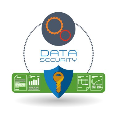 Veri güvenlik tasarımı. Simgeyi koru. Veri Merkezi illüstrasyon