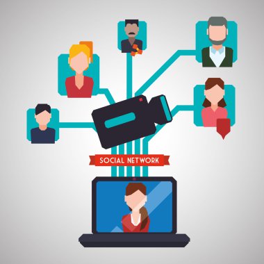 Sosyal ağ tasarımı. Sosyal medya simge. İzole illüstrasyon