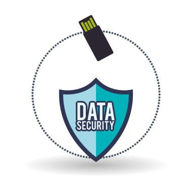 Veri güvenlik tasarımı. Simgeyi koru. Veri Merkezi illüstrasyon