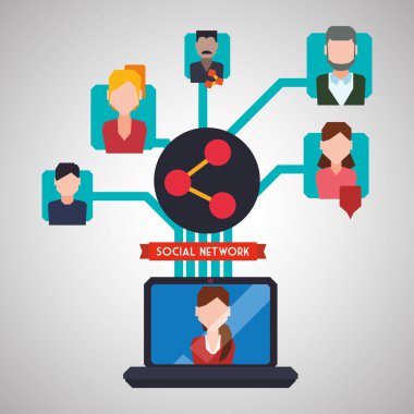 Sosyal ağ tasarımı. Sosyal medya simge. İzole illüstrasyon