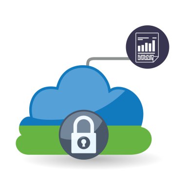 Veri güvenlik tasarımı. Simgeyi koru. Veri Merkezi illüstrasyon