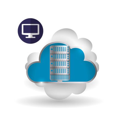 Bulut bilgi işlem tasarım. Gezi simgesi. Düz illüstrasyon, teknoloji vektör