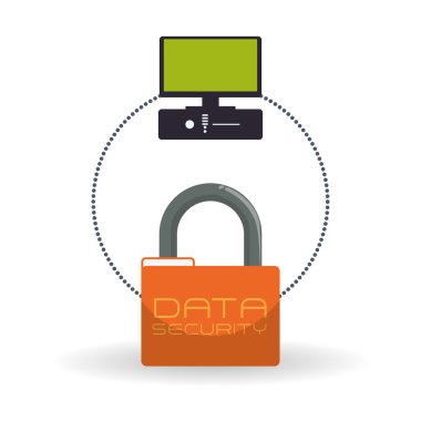 Veri güvenlik tasarımı. Simgeyi koru. Veri Merkezi illüstrasyon