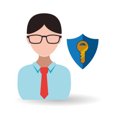 Veri güvenlik tasarımı. Simgeyi koru. Veri Merkezi illüstrasyon