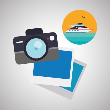 Tasarım seyahat. Gezi simgesi. Düz illüstrasyon