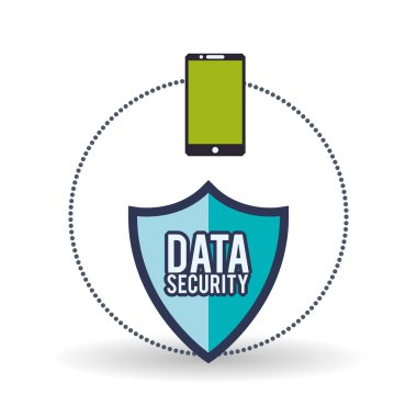 Veri güvenlik tasarımı. Simgeyi koru. Veri Merkezi illüstrasyon