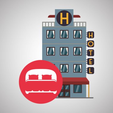 Otel tasarımı. seyahat etmek simge. İllüstrasyon izole ve düz