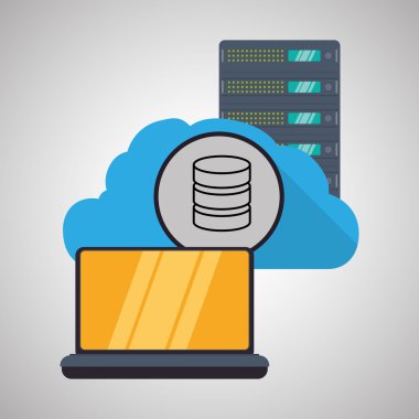 Web Hosting Tasarım. Veri Merkezi simgesi. İzole illüstrasyon