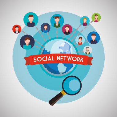 Sosyal ağ tasarımı. Sosyal medya simge. İzole illüstrasyon