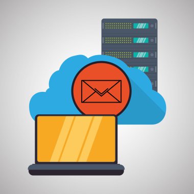 Web Hosting Tasarım. Veri Merkezi simgesi. İzole illüstrasyon