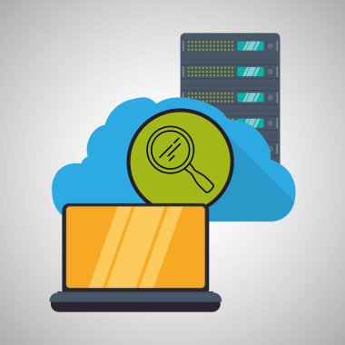 Web Hosting Tasarım. Veri Merkezi simgesi. İzole illüstrasyon