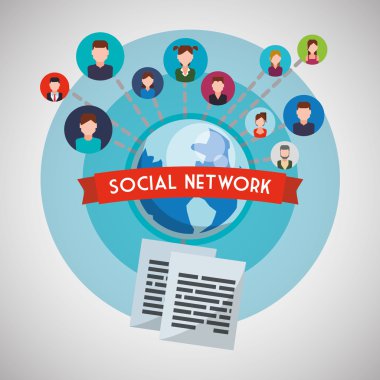 Sosyal ağ tasarımı. Sosyal medya simge. İzole illüstrasyon