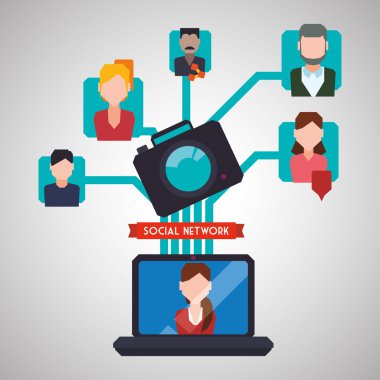 Sosyal ağ tasarımı. Sosyal medya simge. İzole illüstrasyon