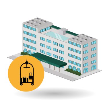 Otel tasarımı. seyahat etmek simge. İllüstrasyon izole ve düz