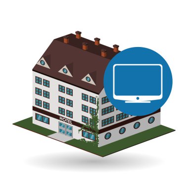 Otel tasarımı. seyahat etmek simge. İllüstrasyon izole ve düz