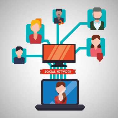 Sosyal ağ tasarımı. Sosyal medya simge. İzole illüstrasyon