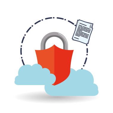 Veri güvenlik tasarımı. Simgeyi koru. Veri Merkezi illüstrasyon