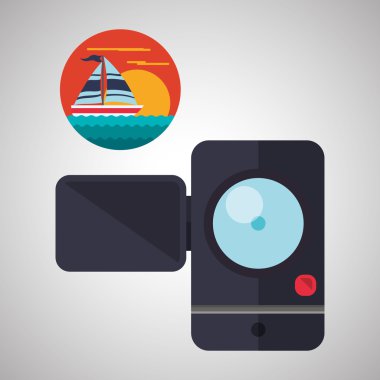 Tasarım seyahat. Gezi simgesi. Düz illüstrasyon