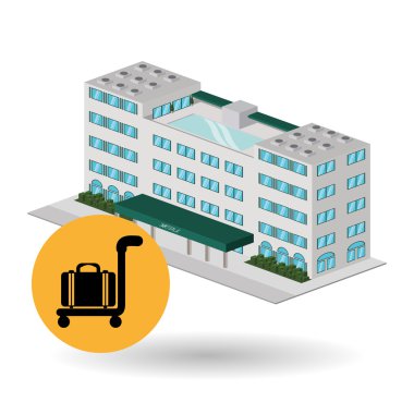 Otel tasarımı. seyahat etmek simge. İllüstrasyon izole ve düz