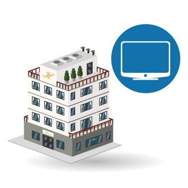 Otel tasarımı. seyahat etmek simge. İllüstrasyon izole ve düz