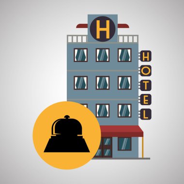 Otel tasarımı. seyahat etmek simge. İllüstrasyon izole ve düz