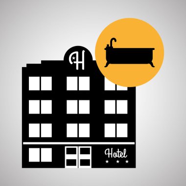 Otel tasarımı. seyahat etmek simge. İllüstrasyon izole ve düz