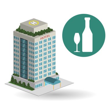 Otel tasarımı. seyahat etmek simge. İllüstrasyon izole ve düz