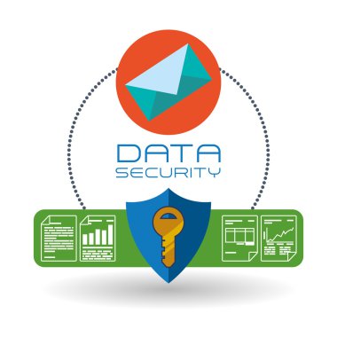 Veri güvenlik tasarımı. Simgeyi koru. Veri Merkezi illüstrasyon