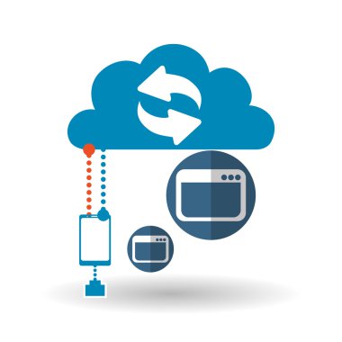 Bulut bilgi işlem tasarım. Gezi simgesi. Düz illüstrasyon, teknoloji vektör