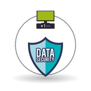 Veri güvenlik tasarımı. Simgeyi koru. Veri Merkezi illüstrasyon