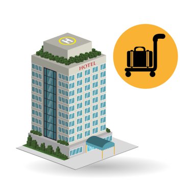 Otel tasarımı. seyahat etmek simge. İllüstrasyon izole ve düz