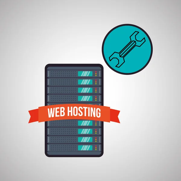 Webhosting-Design. Rechenzentrumssymbol. Vereinzelte Illustration — Stockvektor