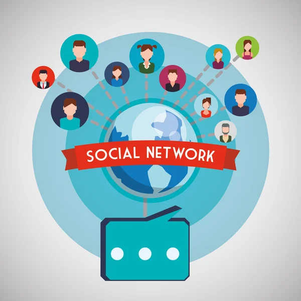 Σχεδίαση κοινωνικού δικτύου. Εικονίδιο κοινωνικών μέσων μαζικής ενημέρωσης. Απομονωμένες εικονογράφηση — Διανυσματικό Αρχείο