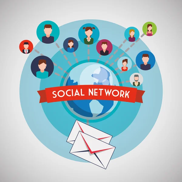 Návrh sociální sítě. Sociální media ikony. Izolované ilustrace — Stockový vektor