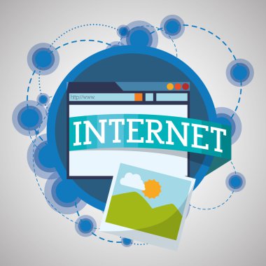 Internet tasarım. Online simgesi. Renkli resimde