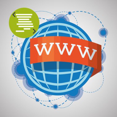 Internet tasarım. Online simgesi. Renkli resimde