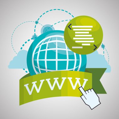 Internet tasarım. Online simgesi. Renkli resimde