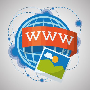 Internet tasarım. Online simgesi. Renkli resimde