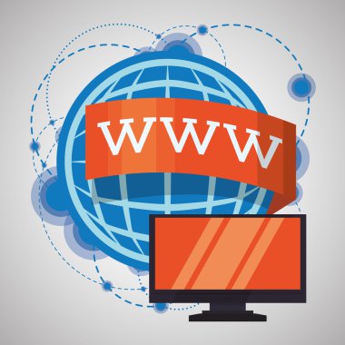 Internet tasarım. Online simgesi. Renkli resimde