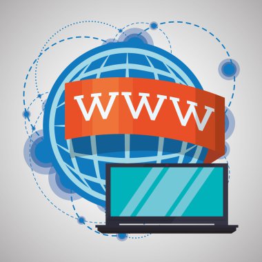 Internet tasarım. Online simgesi. Renkli resimde