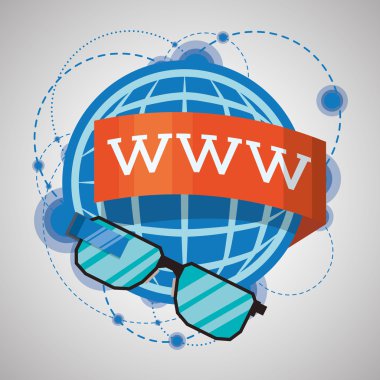 Internet tasarım. Online simgesi. Renkli resimde