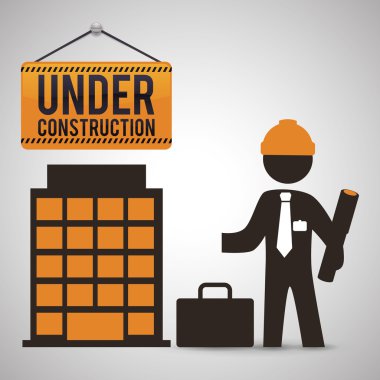 İnşaat tasarım altında. aracı simgesi. izole illüstrasyon