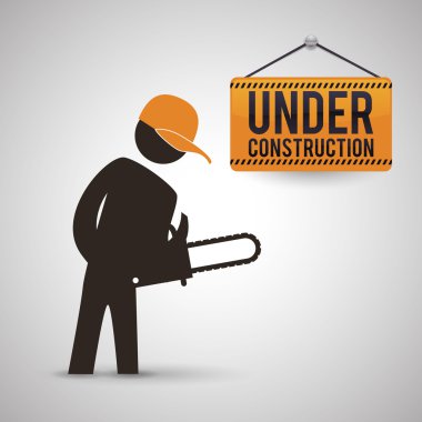 İnşaat tasarım altında. aracı simgesi. izole illüstrasyon