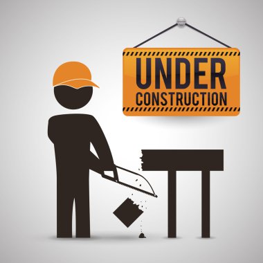 İnşaat tasarım altında. aracı simgesi. izole illüstrasyon